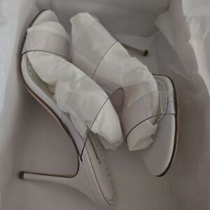 Manolo Blahnik Scolto Clear Double Strap Sandal. Size 40.